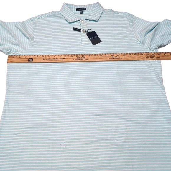 Peter Millar Light Blue and White Striped Polo Shirt - Picture 13 of 16